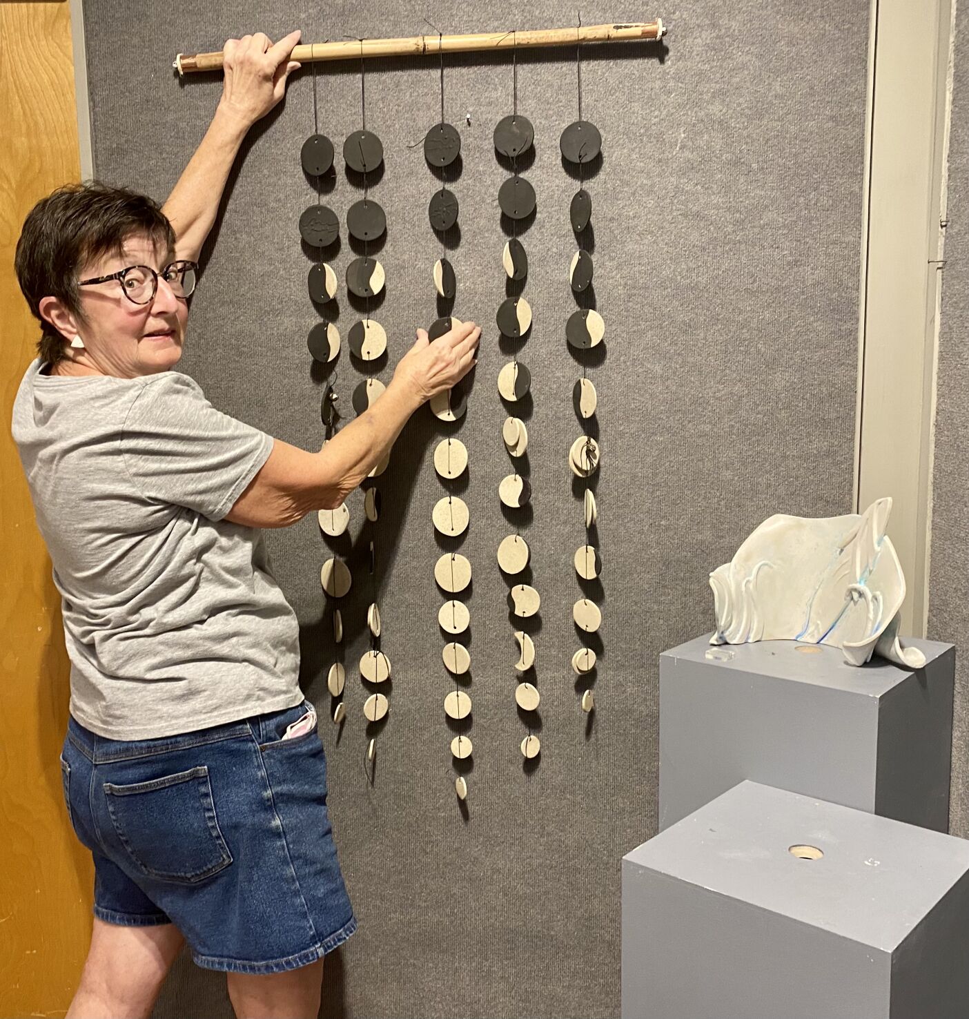 A Visual 5. Artist Nancy Norman - looking for the right space for her clay exhibit..jpg